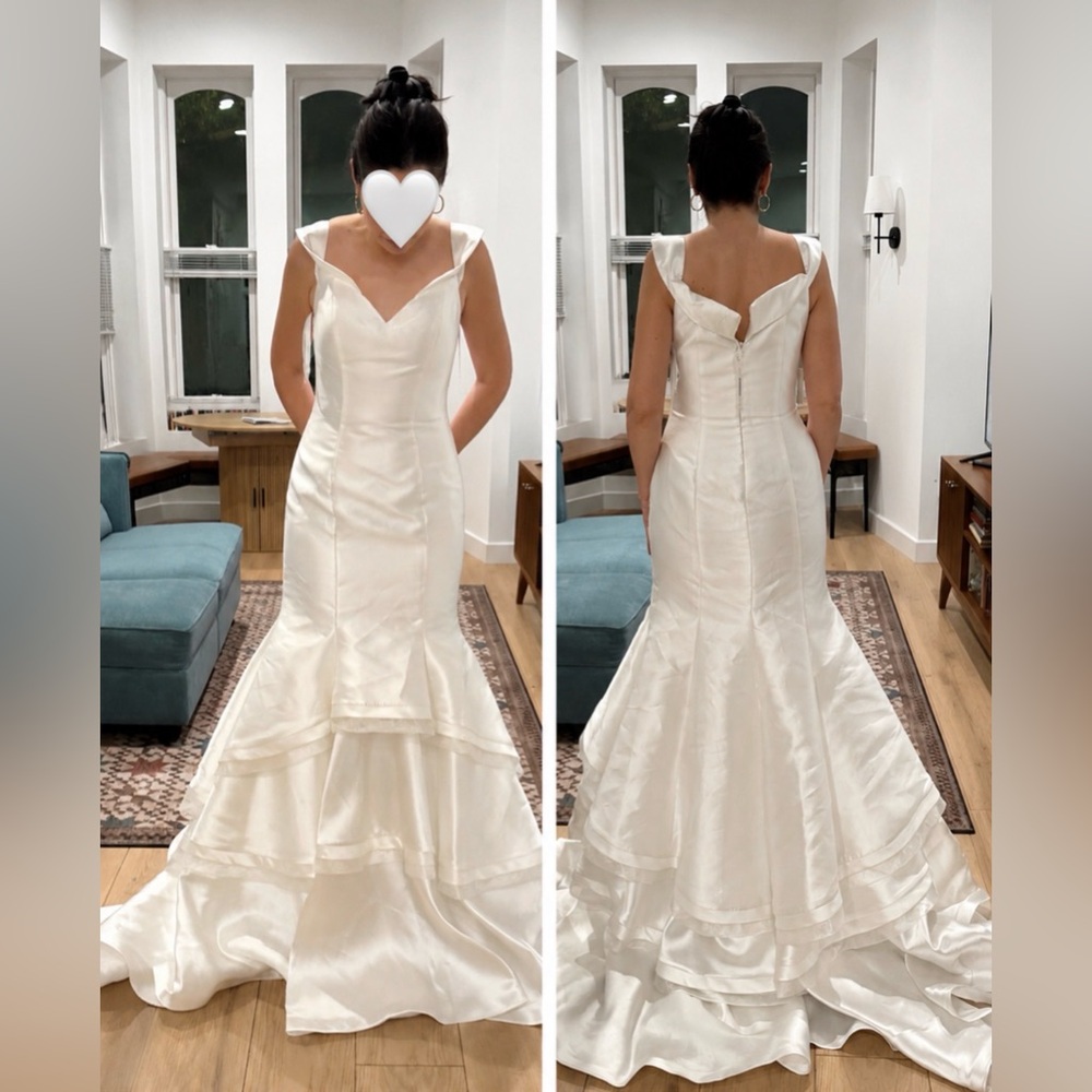 Jovani Satin Trumpet  Gown | Ivory White | US 4 | NWT wedding or pageant dress